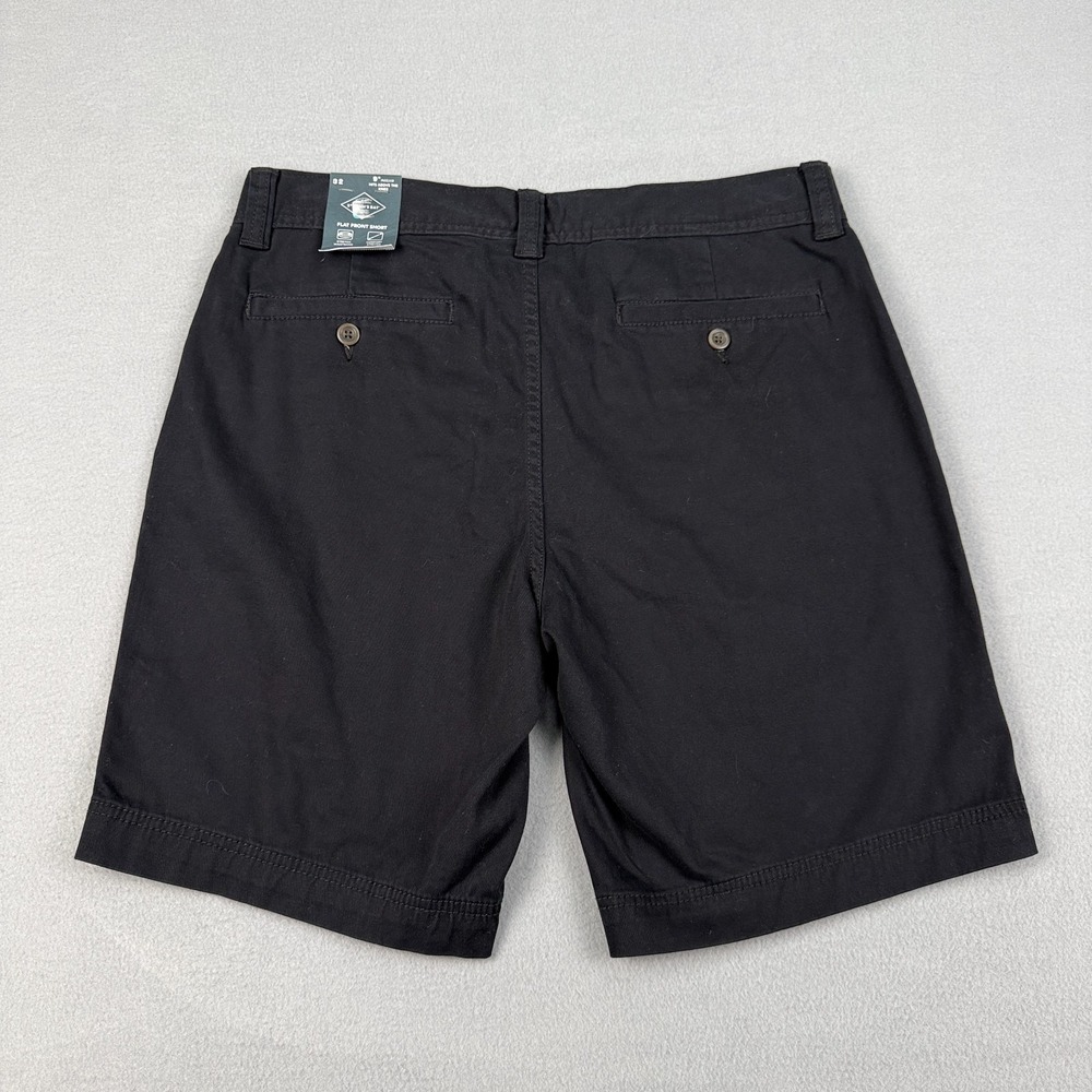 St Johns Bay Shorts Mens 32 Black Flat Front Chino Comfort Stretch 9" Inseam NWT - Picture 2 of 10